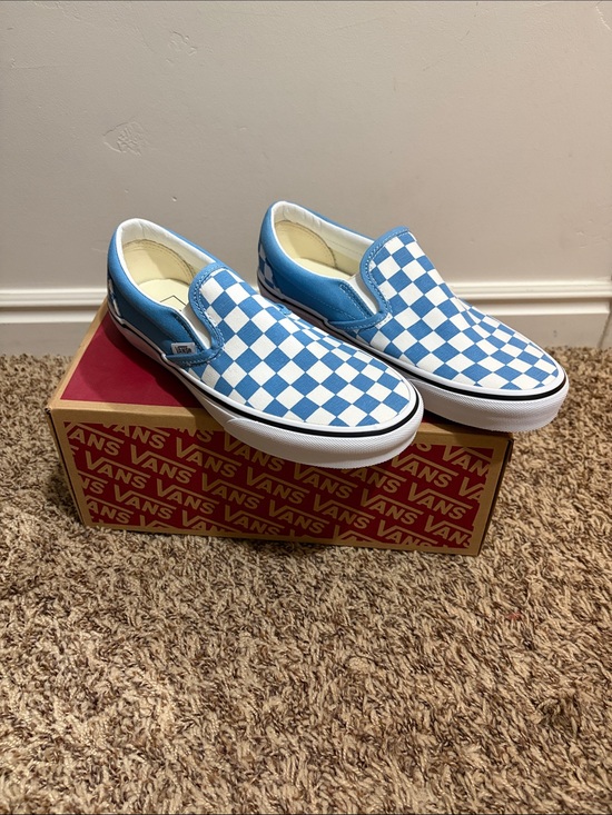 Vans Shoes - Vans Kids Checkerboard Slip-On Sneakers - Blue & White